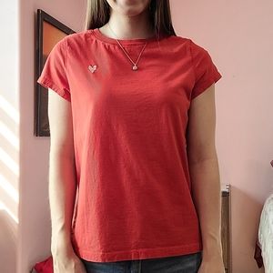Red t-shirt with heart stitching